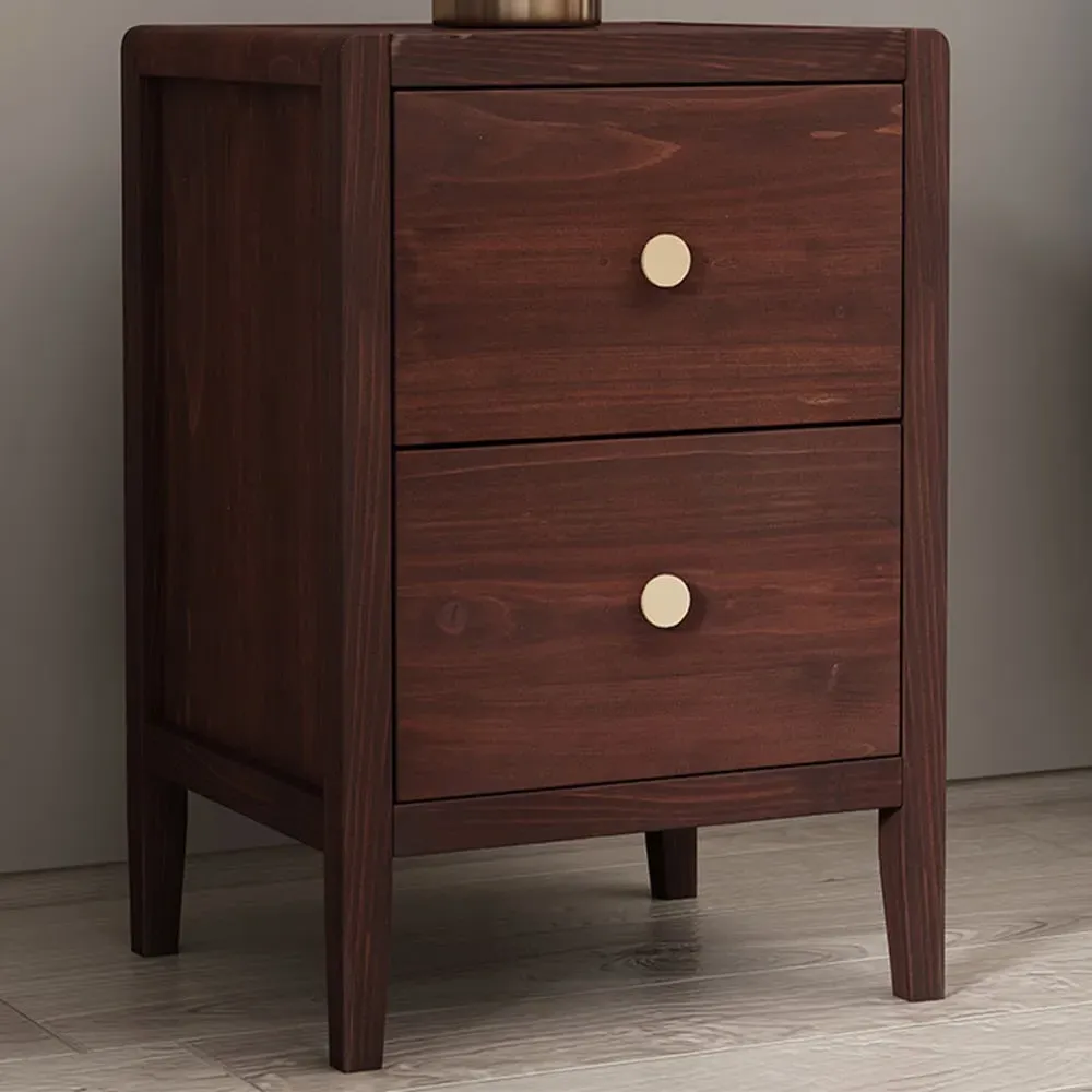 Vito 2 Drawer Bedside Table - Brown, Pine Wood
