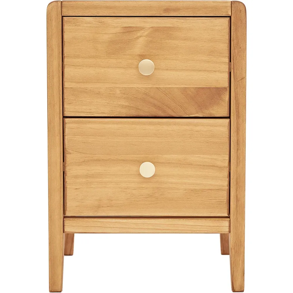 Vito 2 Drawer Bedside Table - Waxed, Pine Wood