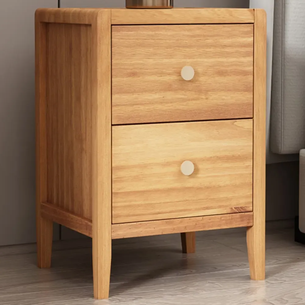 Vito 2 Drawer Bedside Table - Waxed, Pine Wood image