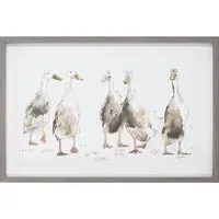 Waddling Ducks Foiled Framed Print - Natural