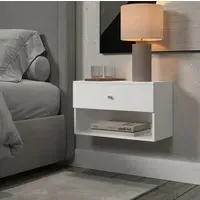 Wall Hanging Cube Bedside Table - Matt White