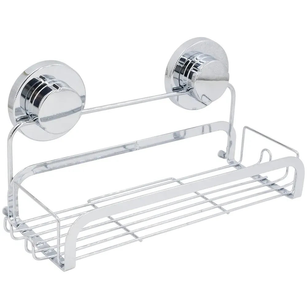 Wall Mounted Rectangular Basket with Suction Cups - Chrome