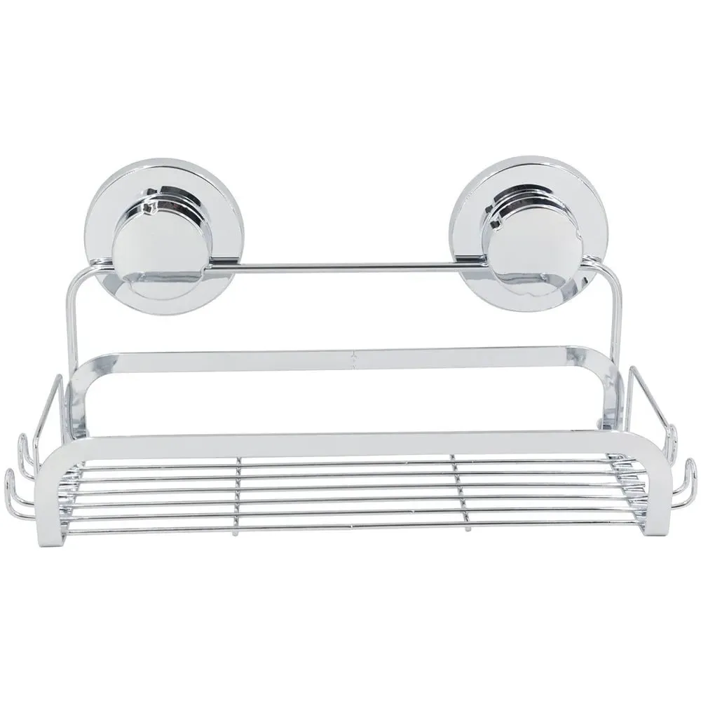 Wall Mounted Rectangular Basket with Suction Cups - Chrome image