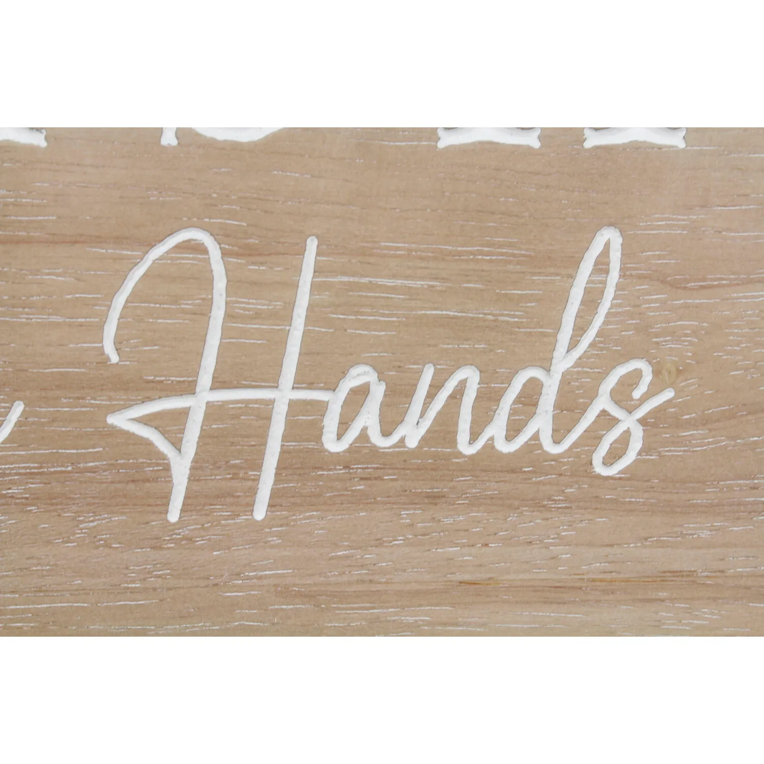 Wash Your Hands Etched Wood Effect Wall Plaque - White