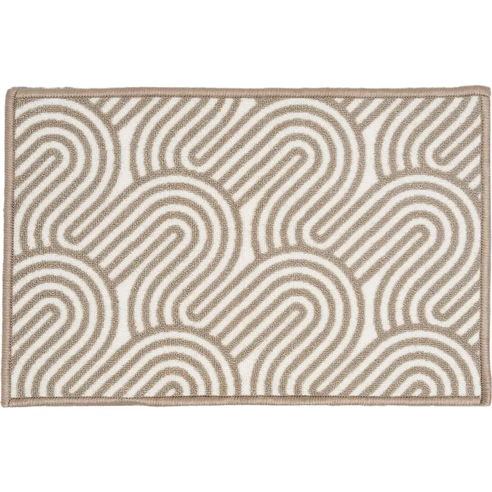 Washable Geometric Doormat - Grey, Brown image