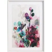Watercolour Bloom Embellished Framed Art - Multicolour