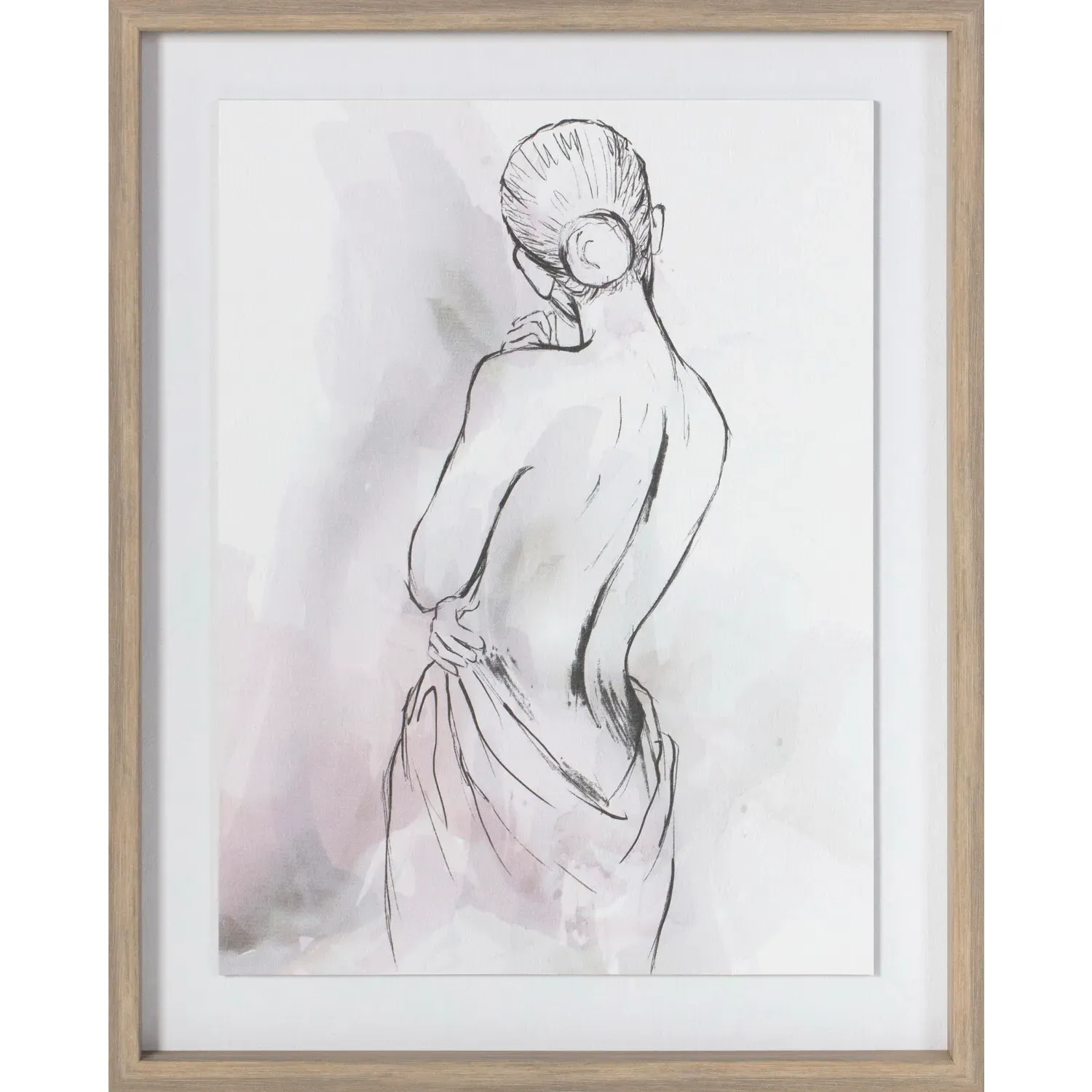 Watercolour Effect Nude Framed Art