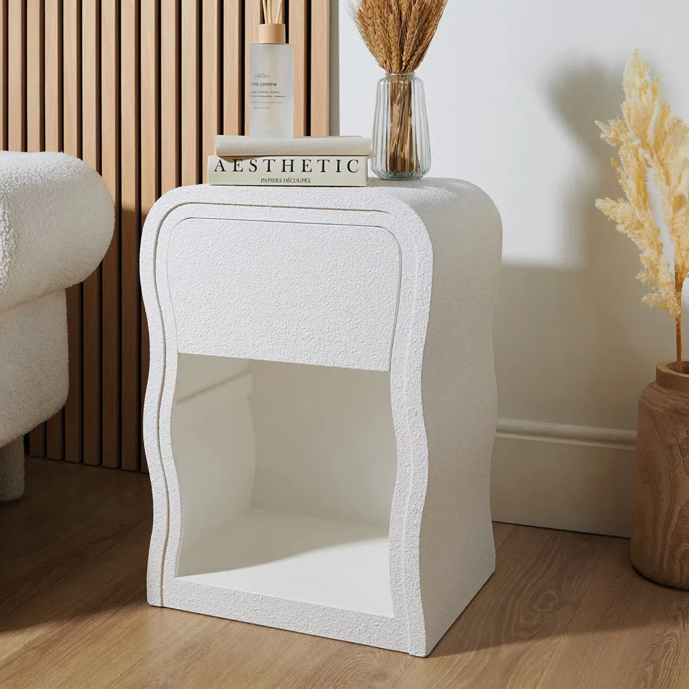 Wavey Side Table - White, MDF