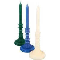 Wax Candle Stick with Moulded Base - Assorted Colors