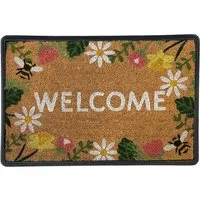 Welcome Border Coir Tray Mat - Brown