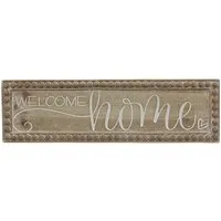 Welcome Home Beaded Wooden Plaque - Brown