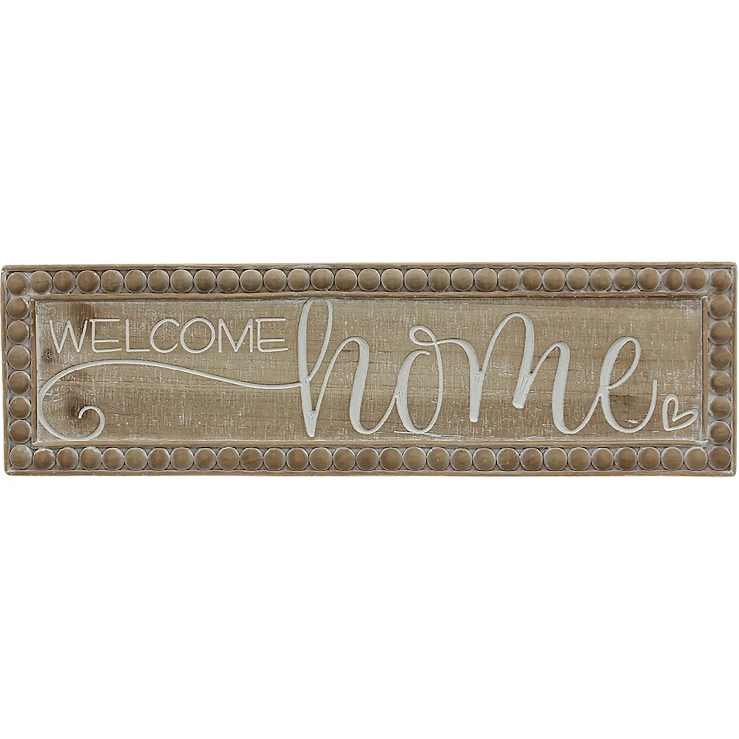 Welcome Home Beaded Wooden Plaque - Brown image