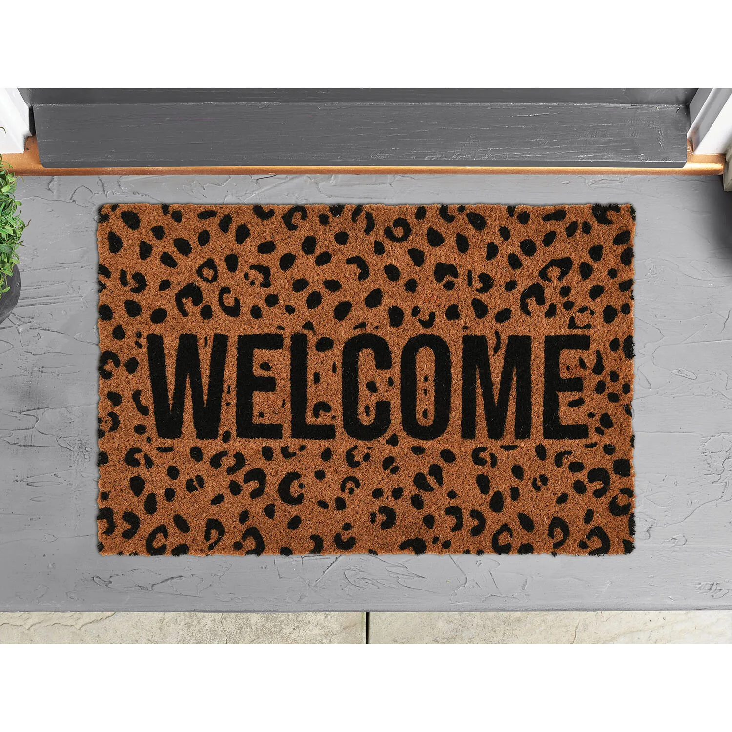 Welcome Printed Coir Door Mat - Brown
