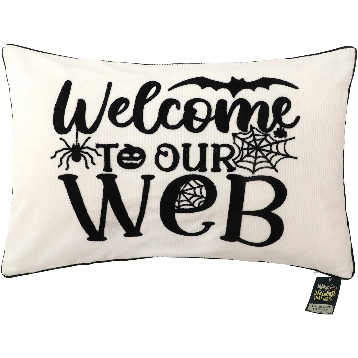 Welcome to Our Web Cushion - White, Black