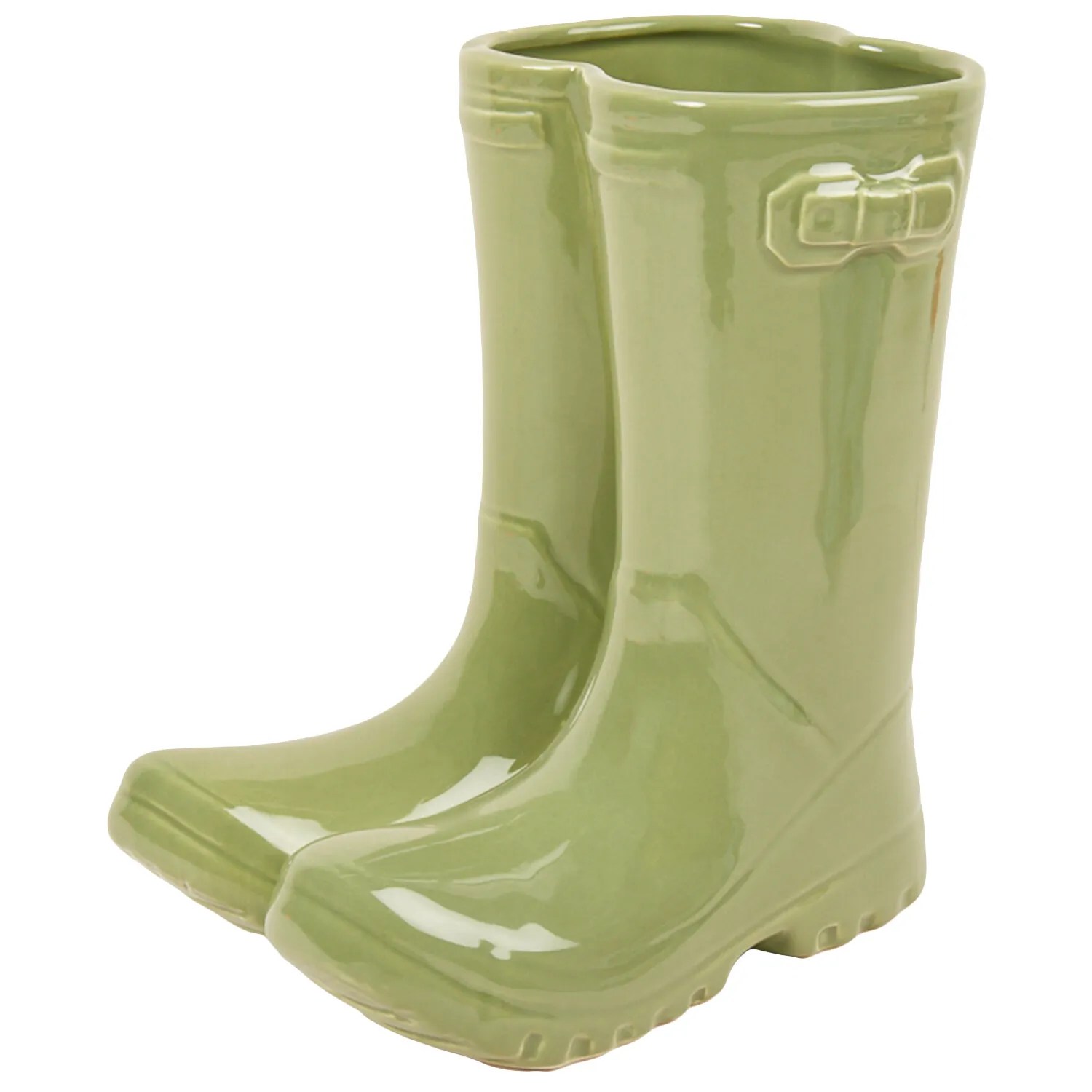 Wellington Boot Vase Ornament 22cm - Green