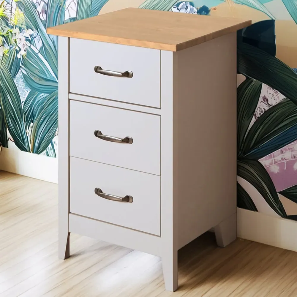 Wembury 3 Drawer Bedside Cabinet - Grey, MDF