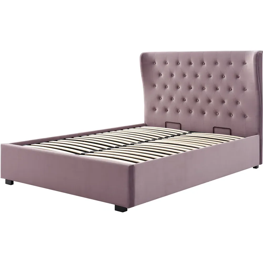 Wesley King Size Ottoman Bed with Storage - Purple, Velvet