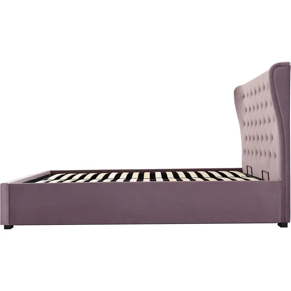 Wesley King Size Ottoman Bed with Storage - Purple, Velvet
