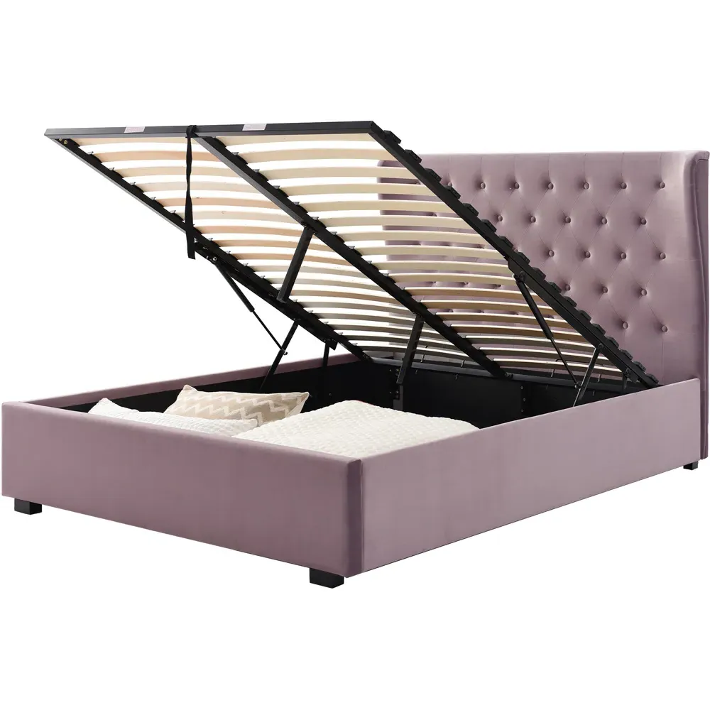 Wesley King Size Ottoman Bed with Storage - Purple, Velvet