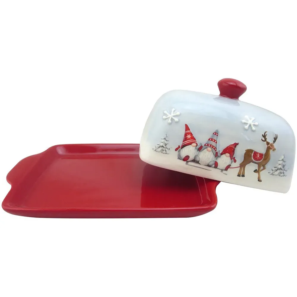 Whimsical Gonk Butter Dish - Red