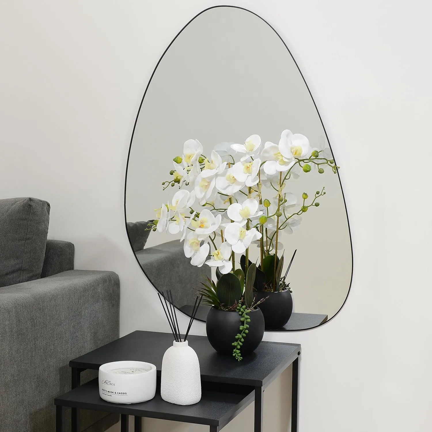 White Orchid in Pot with Succulent Artificial Plant