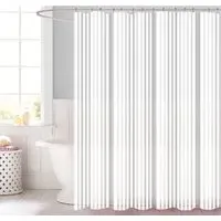 White Stripe PEVA Shower Curtain 180cm - White