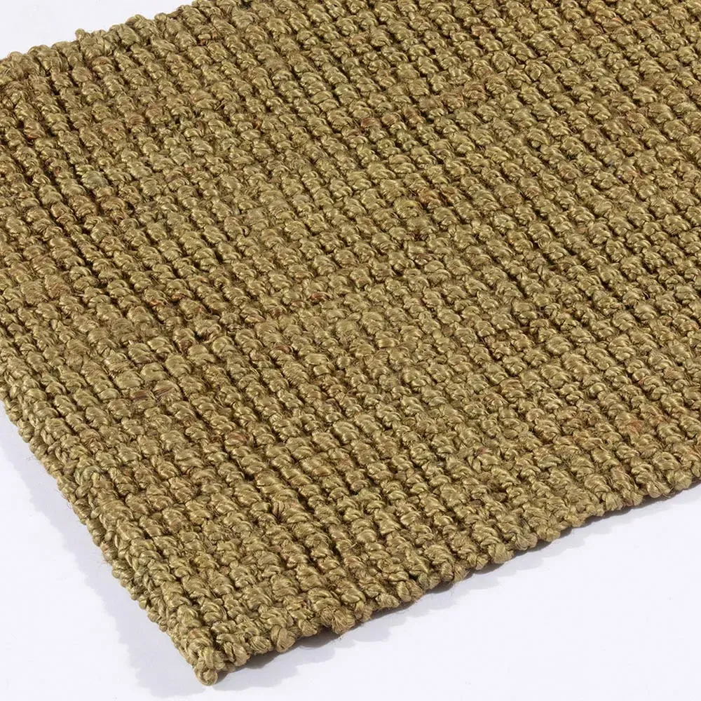 Whitefield Textured Boucle Runner - Green, Jute