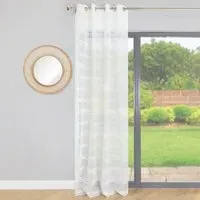 Whitstable Tufted Stripe Voile Curtain - White