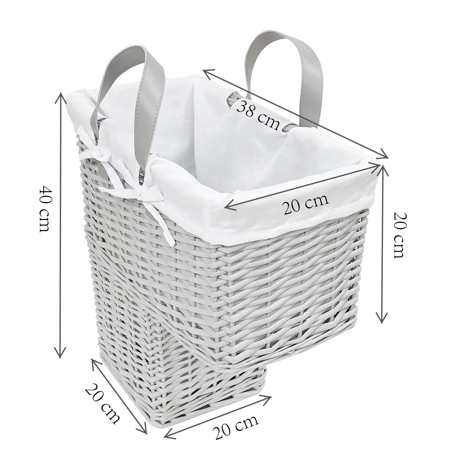 Wicker Style Stair Basket with Handle - Grey