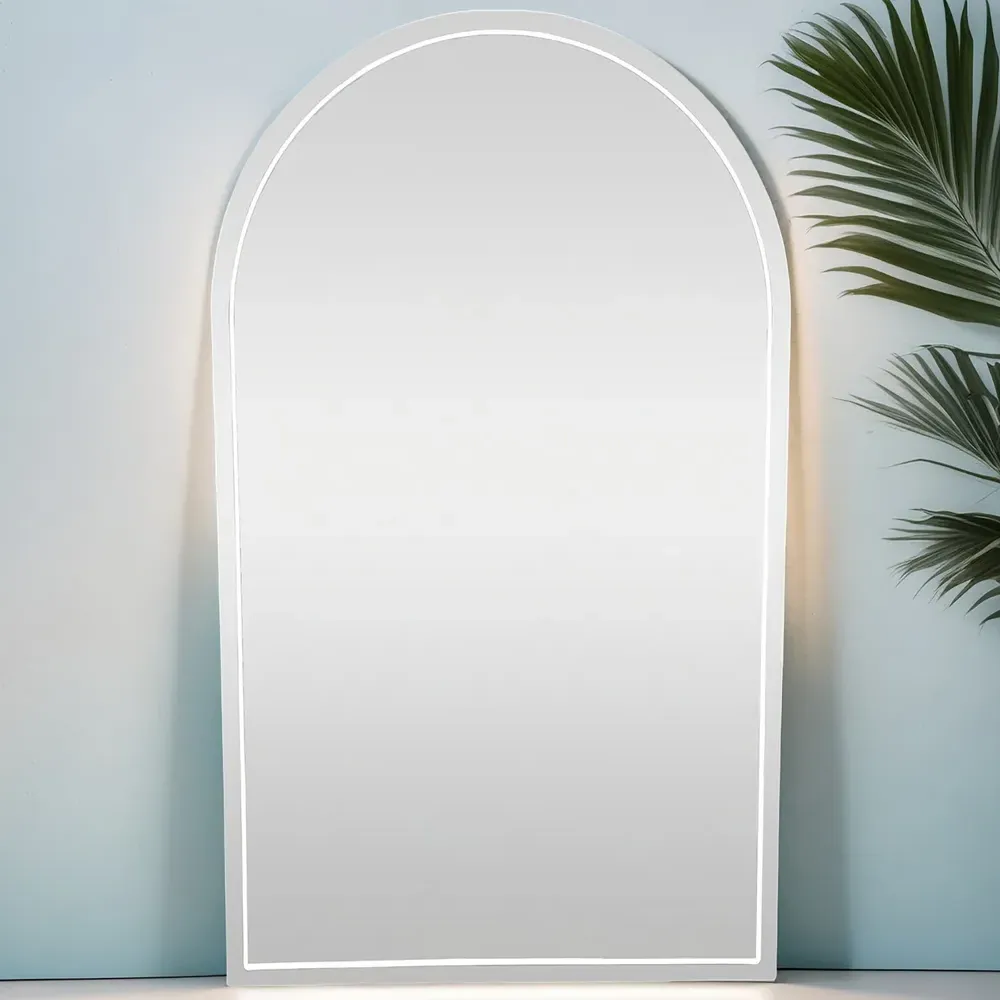 Wide Arch Neon Mirror - Silver