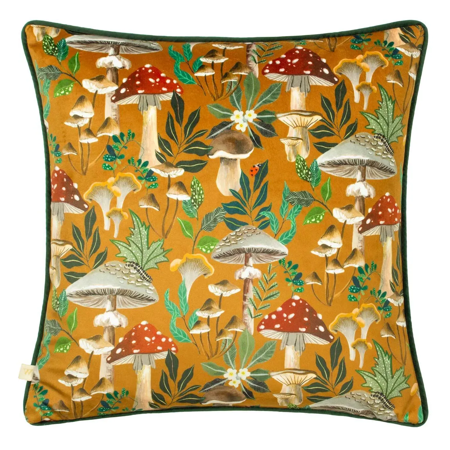 Wild Garden Mushroom Cushion - Ochre