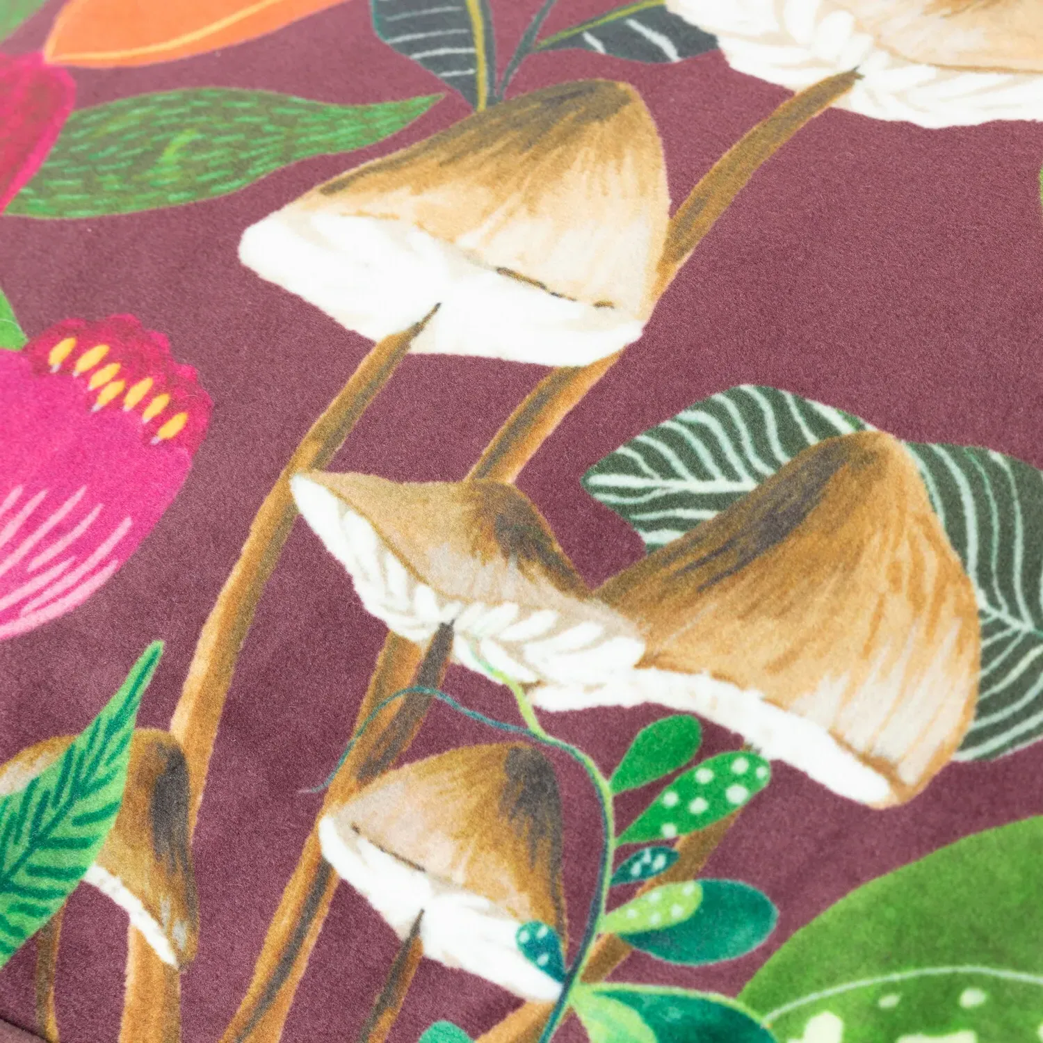 Wild Garden Mushroom Cushion - Plum