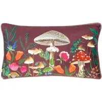 Wild Garden Mushroom Cushion - Plum