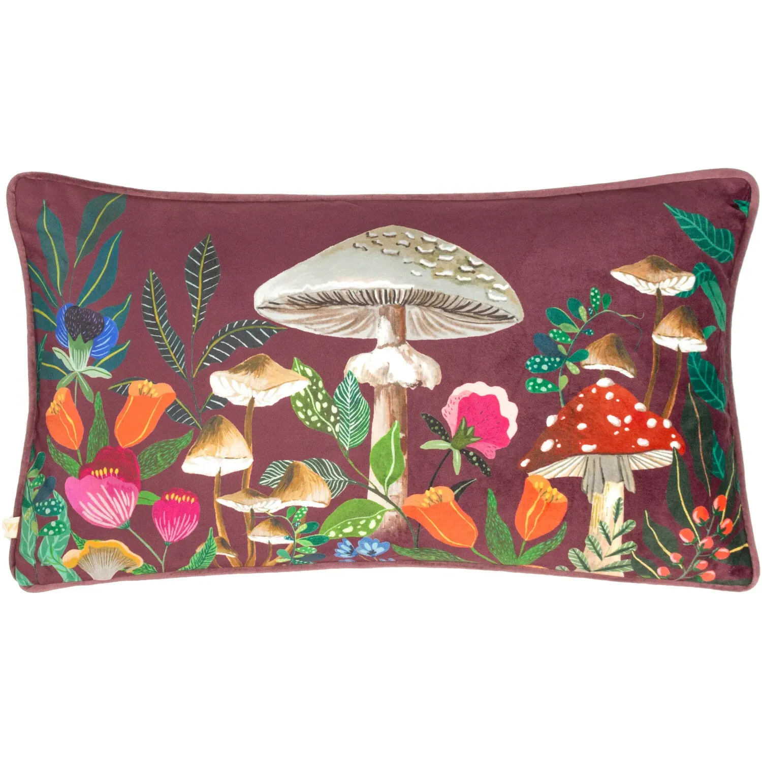 Wild Garden Mushroom Cushion - Plum image