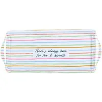 Wildflower Stripes Drinks Tray - White