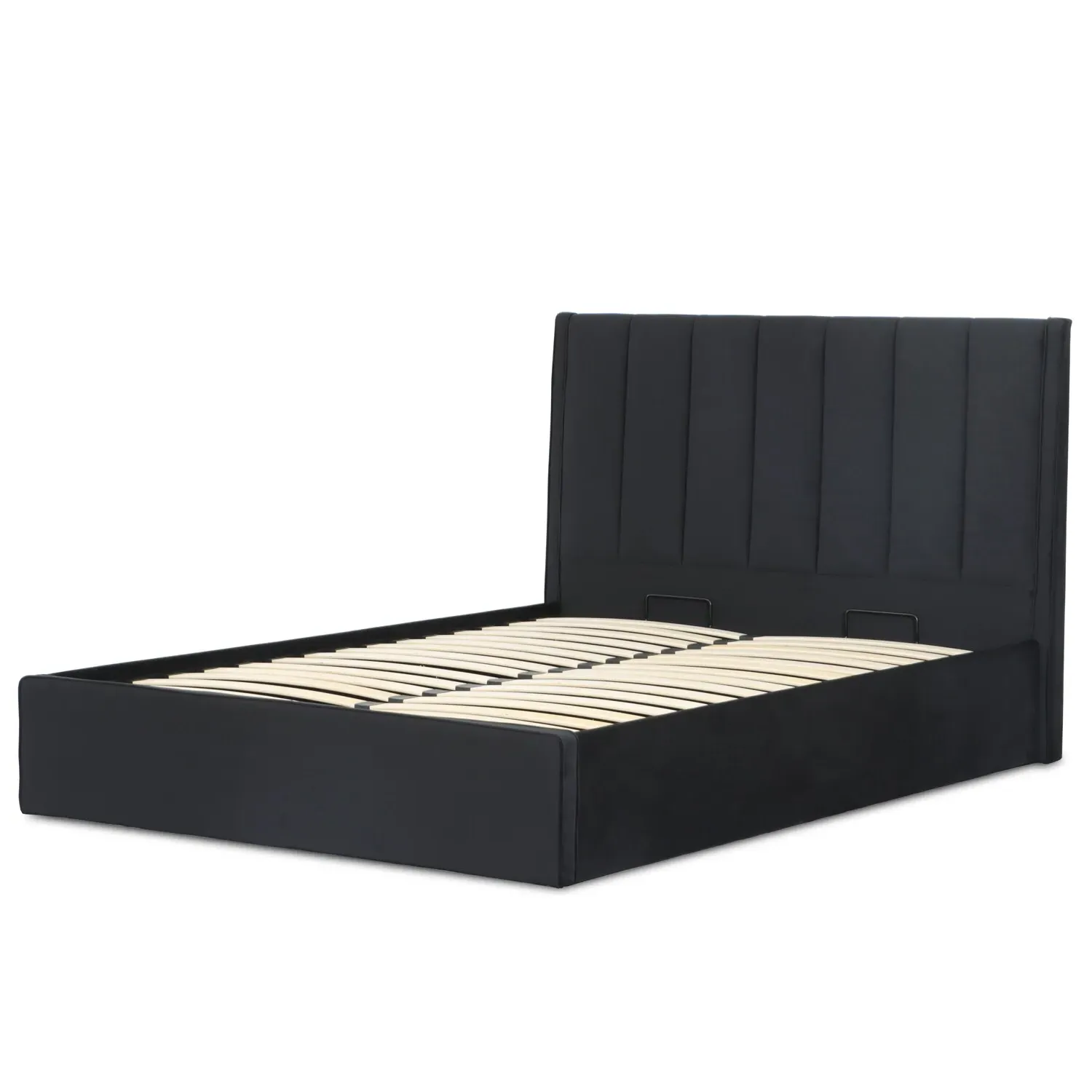 Willow King Size Ottoman Bed with Storage - Black, Velvet