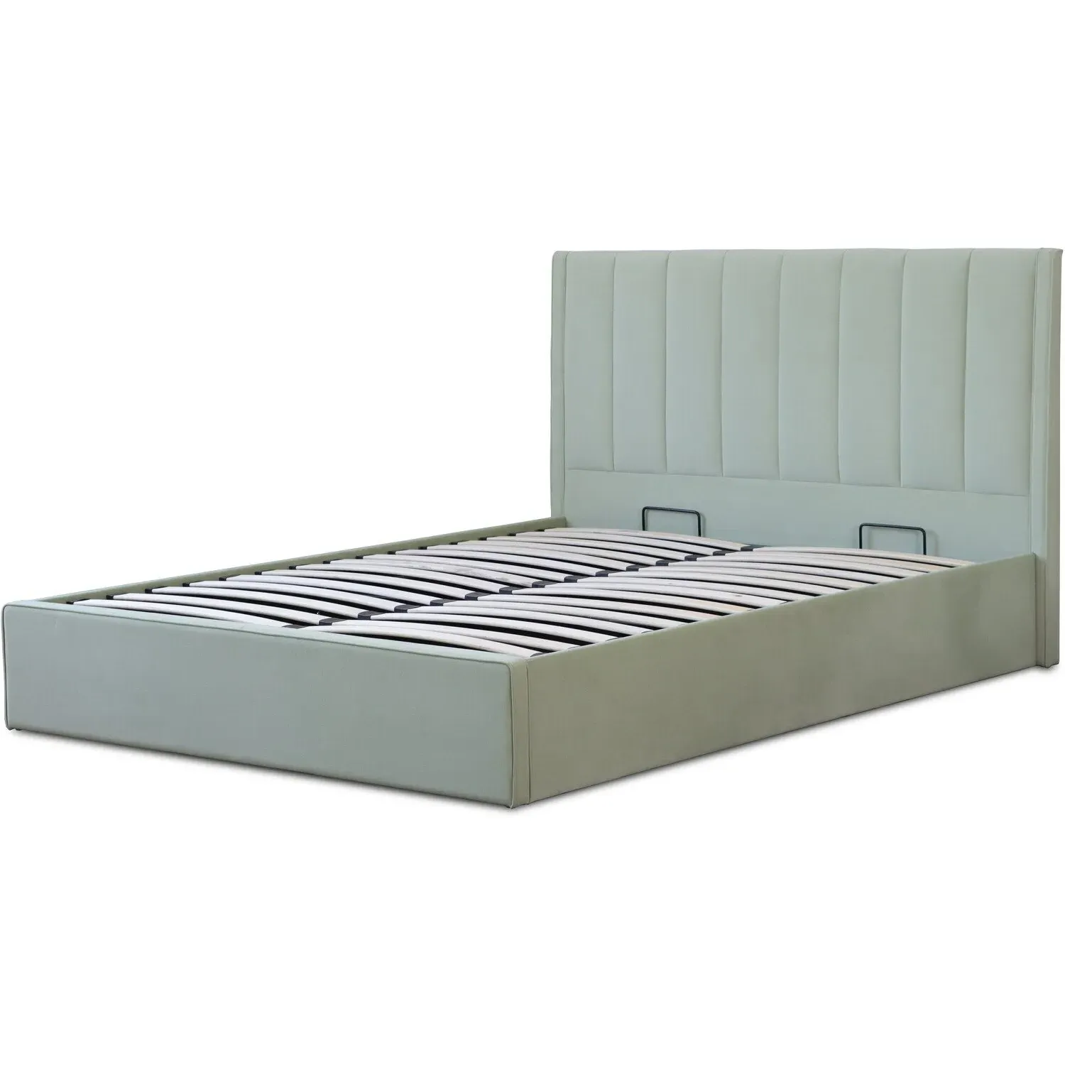 Willow King Size Ottoman Bed with Storage - Green, Velvet