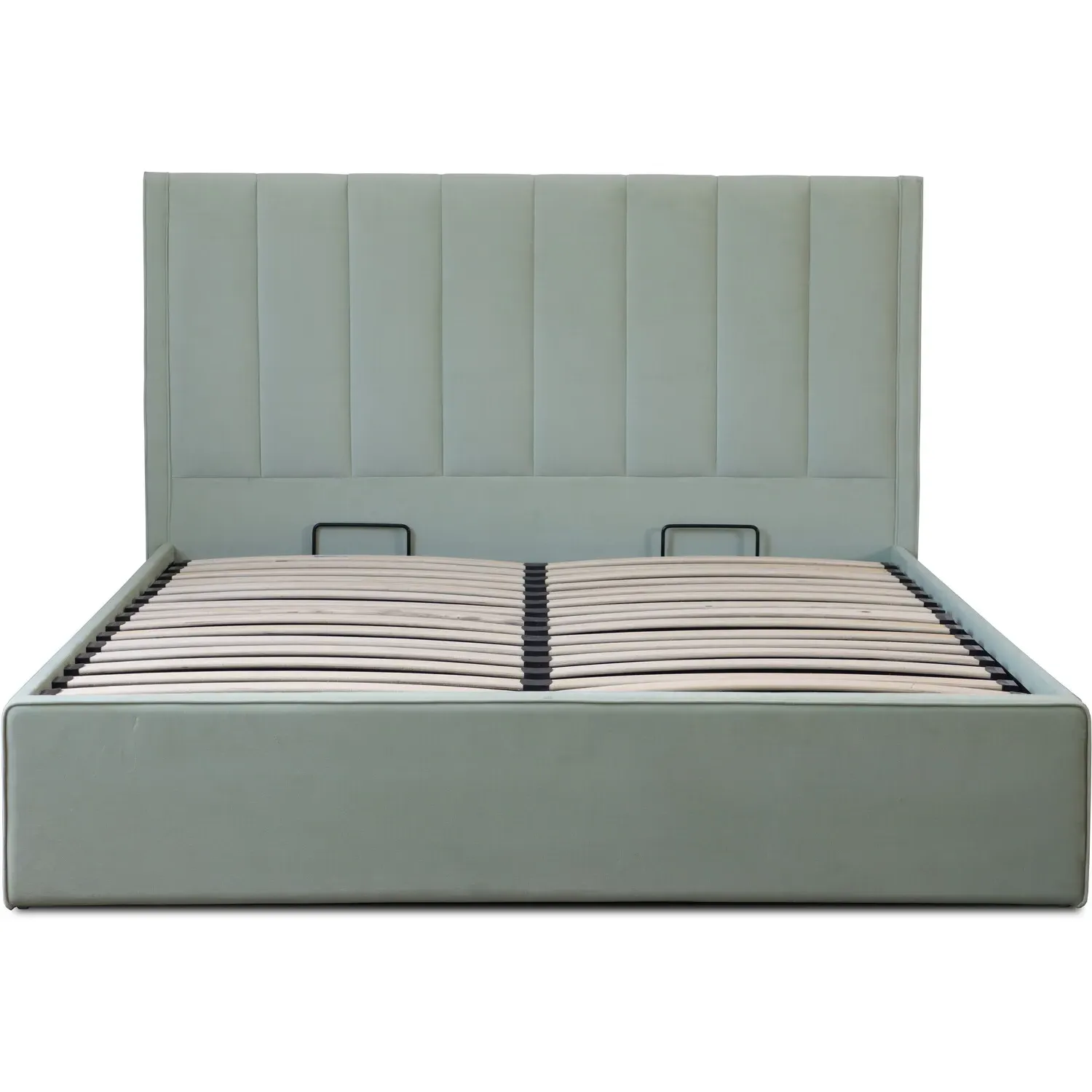 Willow Super King Size Ottoman Bed with Storage - Green, Velvet