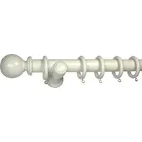 Windsor 180cm Curtain Pole - Cloud White, Wood
