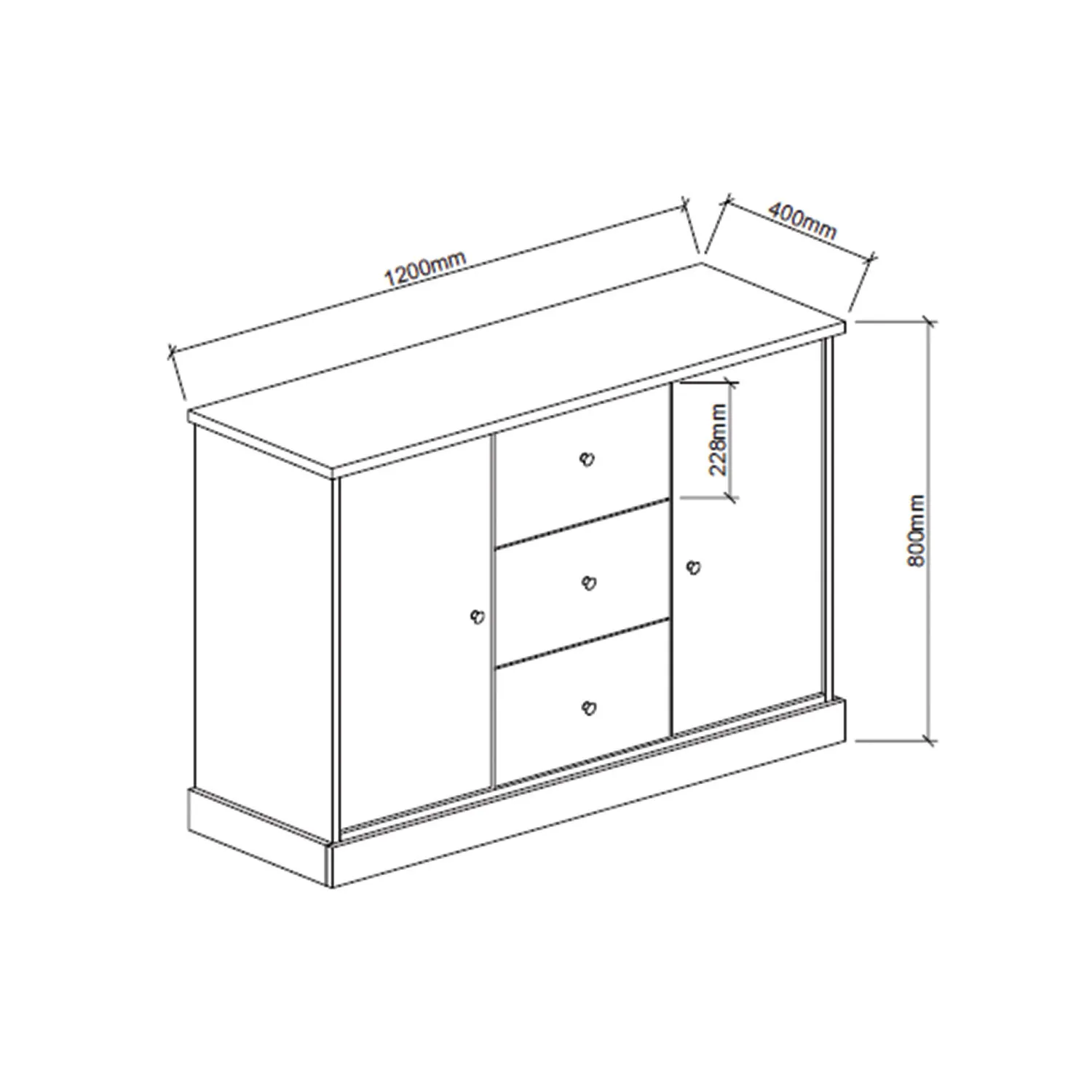 Windsor 2 Door 3 Drawer Sideboard - White