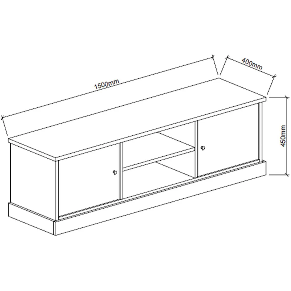 Windsor 2 Door TV Unit with Storage - White