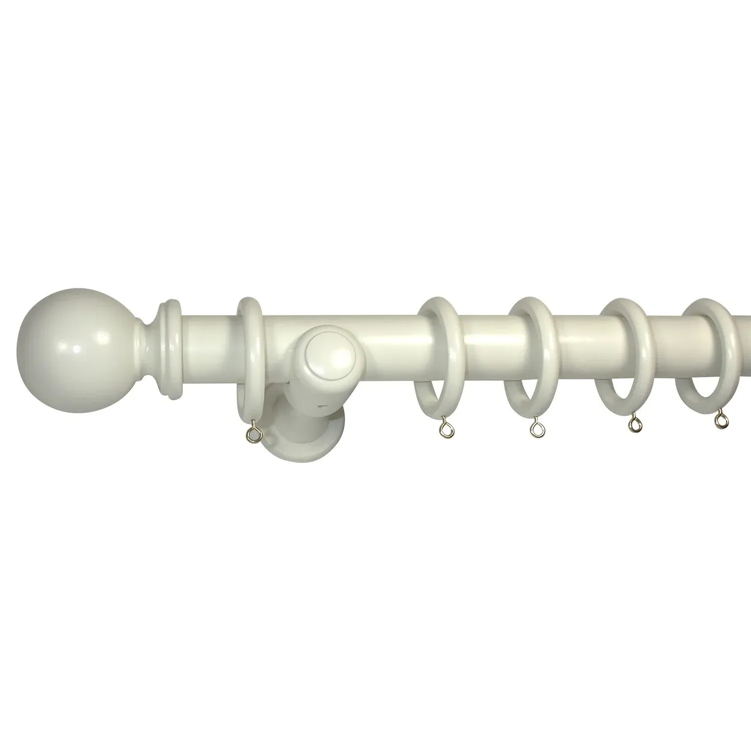 Windsor 240cm Curtain Pole - Cloud White, Wood