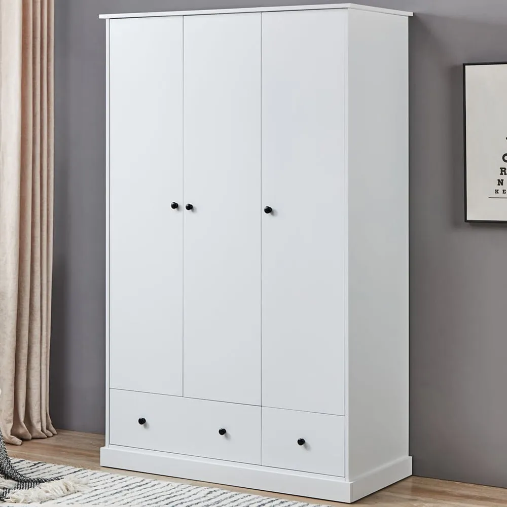 Windsor 3-Door Wardrobe with Drawers - White