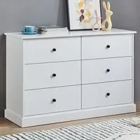 Windsor 6 Drawer Chest of Drawers - White
