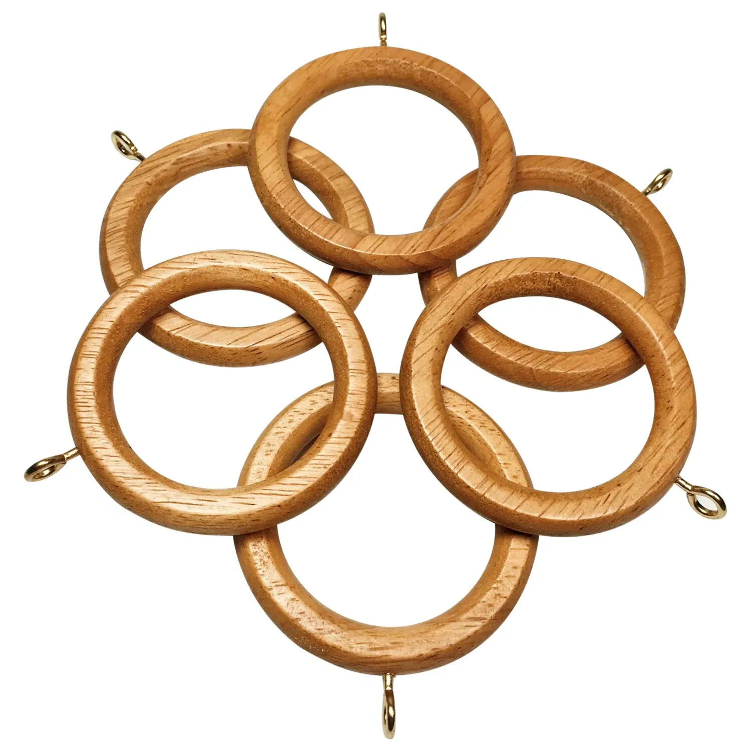 Windsor 6-Pack Curtain Rings - Oak