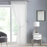 Windsor Macrame Edge Voile with Tie - White