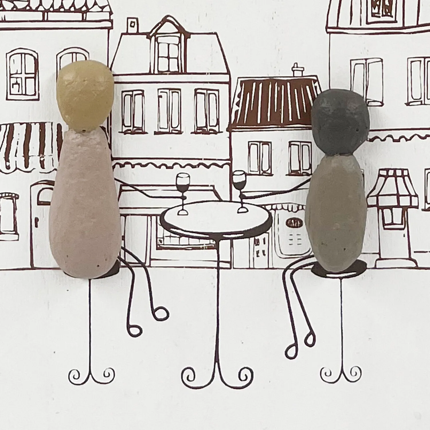 Wine with Friends Wood Effect Plaque - Brown, White