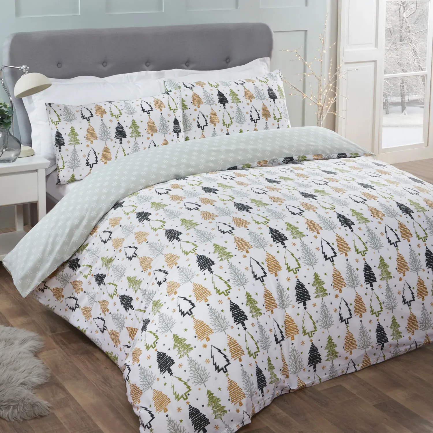 Winter Forest Duvet Set - Green