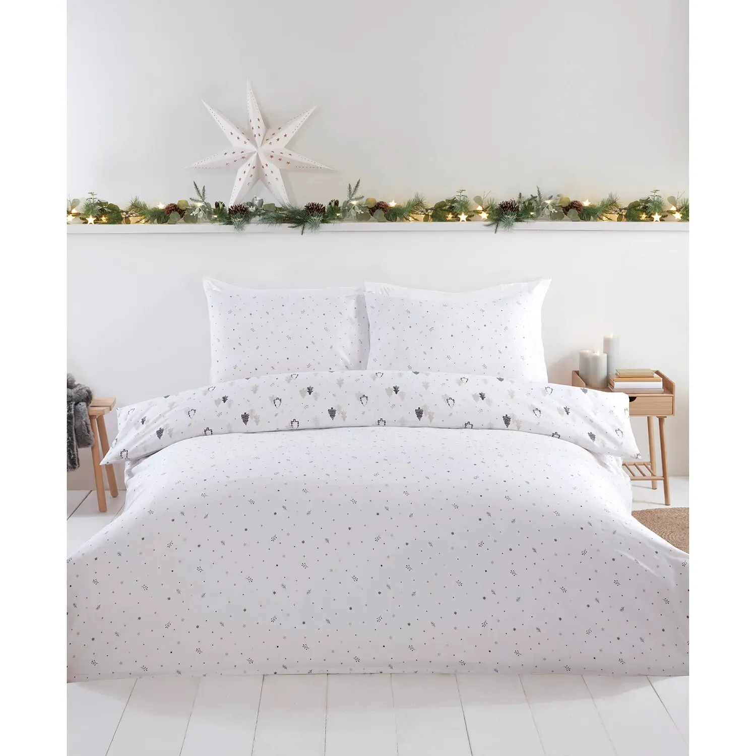 Winter Forest King Size Duvet Set - White