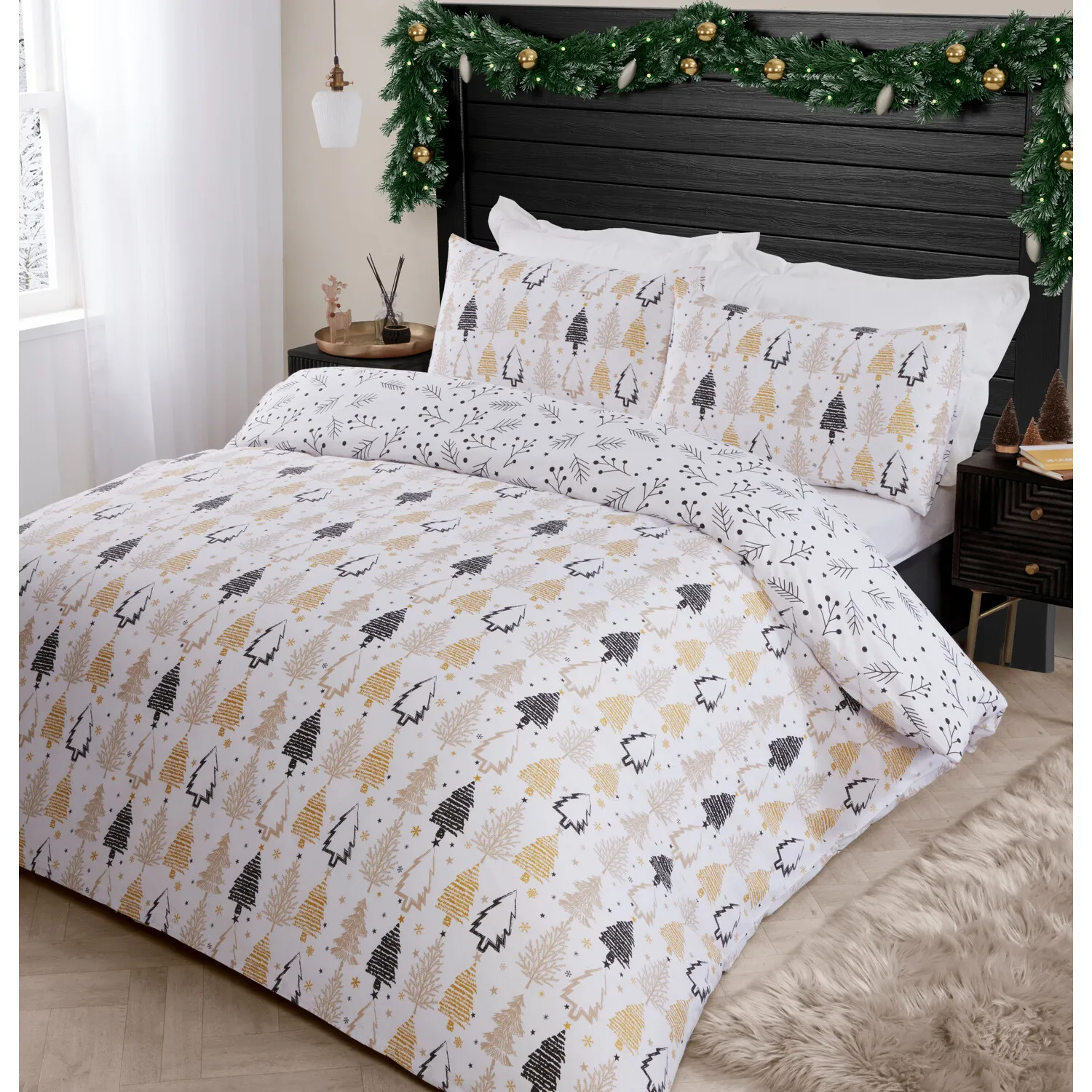 Winter Forest Single Duvet Set - Natural, Polycotton